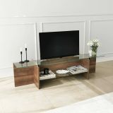 Mobile porta TV Erinyes, Supporto per televisione da salotto, Credenza bassa da soggiorno, Base porta TV, 158x35h40 cm, Noce
