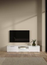 Mobile porta TV Fantine, Credenza da soggiorno, Armadio basso per TV, Base parete attrezzata, 40x173 h33 cm, Bianco