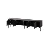 Mobile porta TV Fiaes, Madia da salotto con quattro ante battenti, Rialzato da terra, 190x40 h50 cm, Nero