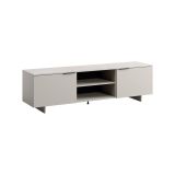 Mobile porta TV Funchal, Madia da salotto con due ante battenti e due vani aperti, Rialzato da terra, 180x42 h55 cm, Beige