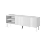 Mobile porta TV Gouveia, Madia da salotto con quattro ante battenti, Rialzato da terra, 150x42 h52 cm, Bianco