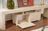 Mobile porta TV Govone, Credenza da soggiorno, Armadio basso per TV, Base parete attrezzata, 180x31 h50 cm, Beige