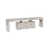 Mobile porta TV Govone, Credenza da soggiorno, Armadio basso per TV, Base parete attrezzata, 180x31 h50 cm, Marmo