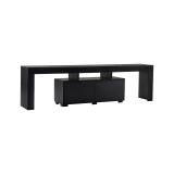 Mobile porta TV Govone, Credenza da soggiorno, Armadio basso per TV, Base parete attrezzata, 180x31 h50 cm, Nero