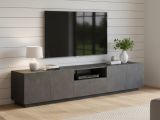 Mobile Porta tv Grigio Ardesia un Cassetto un Ripiano 220x43x46h cm, 4 Ante Made in Italy - Azzurras