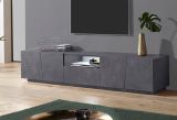 Mobile Porta tv Grigio Ardesia un Cassetto un Ripiano 220x43x46h cm, 4 Ante Made in Italy - Paul