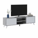 Mobile Porta tv Grigio Cemento Bianco Cassetti un Ripiano 180x40x49h cm, 2 Ante - Misinto