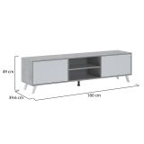 Mobile Porta tv Grigio Cemento Bianco Cassetti un Ripiano 180x40x49h cm, 2 Ante - Misinto