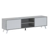 Mobile Porta tv Grigio Cemento Bianco Cassetti un Ripiano 180x40x49h cm, 2 Ante - Misinto