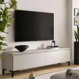 Mobile Porta tv Grigio Chiaro Nero un Ripiano 2 Ante 150x37x45h cm, con Piedini Made in Italy - Mimasato