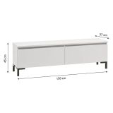 Mobile Porta tv Grigio Chiaro Nero un Ripiano 2 Ante 150x37x45h cm, con Piedini Made in Italy - Mimasato