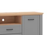 Mobile Porta tv Grigio Scuro Marrone Rovere Nodi 2 Cassetti 4 Ripiani 161x41x66.5h cm, Apertura Battente, Scorrevole - Rotondi