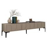 Mobile Porta tv Grigio Tortora Nero 3 Ante Apertura a Ribalta 180x35x42h cm, 3 Vani - Scafa