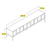 Mobile Porta tv Grigio Tortora Nero 3 Ante Apertura a Ribalta 180x35x42h cm, 3 Vani - Scafa