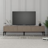 Mobile Porta tv Grigio Tortora Nero 3 Ante Apertura a Ribalta 180x35x42h cm, 3 Vani - Scafa