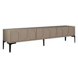 Mobile Porta tv Grigio Tortora Nero 3 Ante Apertura a Ribalta 180x35x42h cm, 3 Vani - Scafa