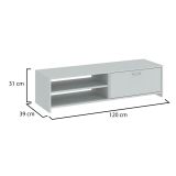 Mobile Porta tv Grigio un Cassetto 2 Ripiani 120x39x31h cm, 2 Vani - Lihamo