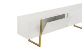 Mobile porta TV Gussola, Credenza da soggiorno, Armadio basso per TV, Base parete attrezzata, 180x30 h50 cm, Bianco e Oro