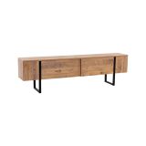 Mobile porta TV Gussola, Credenza da soggiorno, Armadio basso per TV, Base parete attrezzata, 180x30 h50 cm, Pino e Nero