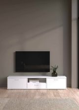 Mobile porta TV Harmonie, Credenza da soggiorno, Armadio basso per TV, Base parete attrezzata, 40x177 h38 cm, Bianco