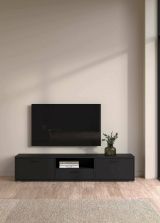 Mobile porta TV Harmonie, Credenza da soggiorno, Armadio basso per TV, Base parete attrezzata, 40x177 h38 cm, Nero