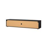 Mobile porta TV Harmonie, Credenza da soggiorno, Armadio basso per TV, Base parete attrezzata, 40x177 h38 cm, Nero