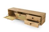 Mobile porta TV Hebe, Supporto per televisione da salotto, Credenza bassa da soggiorno, Base porta TV, Quercia e Nero, 180x40h60 cm