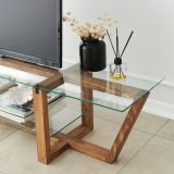 Mobile porta TV Icarus, Supporto per televisione da salotto, Credenza bassa da soggiorno, Base porta TV, 158x35h35 cm, Noce