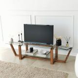 Mobile porta TV Icarus, Supporto per televisione da salotto, Credenza bassa da soggiorno, Base porta TV, 158x35h35 cm, Noce