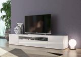 Mobile porta TV Jesse, Credenza bassa da soggiorno a 3 ante, Base porta TV, 100% Made in Italy, cm 200x40h37, Bianco lucido