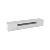 Mobile porta TV Jesse, Credenza bassa da soggiorno a 3 ante, Base porta TV, 100% Made in Italy, cm 200x40h37, Bianco lucido