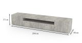 Mobile porta TV Jesse, Credenza bassa da soggiorno a 3 ante, Base porta TV, 100% Made in Italy, cm 200x40h37, Cemento, con luce LED