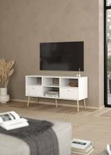 Mobile porta TV Jolie, Credenza da soggiorno, Armadio basso per TV, Base parete attrezzata, 39x117 h61 cm, Bianco