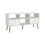 Mobile porta TV Jolie, Credenza da soggiorno, Armadio basso per TV, Base parete attrezzata, 39x117 h61 cm, Bianco