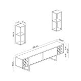 Mobile porta TV Kaus, Supporto per televisione da salotto, Credenza bassa da soggiorno, Base porta TV, 180x30h48 cm, Noce e Nero