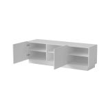 Mobile porta TV Lagoa, Madia da salotto con due ante battenti, Design minimal e moderno, 150x40 h48 cm, Bianco