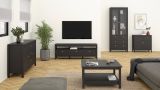 Mobile porta TV Liliane, Credenza da soggiorno, Armadio basso per TV, Base parete attrezzata, 38x151 h54 cm, Nero