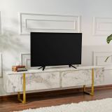 Mobile porta TV Lilith, 180x30 h50 cm, Marmo e Oro