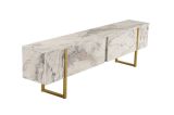 Mobile porta TV Lilith, 180x30 h50 cm, Marmo e Oro