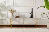 Mobile porta TV Lilith, 180x30 h50 cm, Marmo e Oro