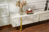 Mobile porta TV Lilith, 180x30 h50 cm, Marmo e Oro