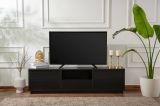 Mobile porta TV Lovere, Credenza da soggiorno, Armadio basso per TV, Base parete attrezzata, 160x30 h42 cm, Nero