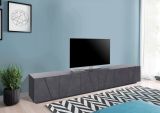 Mobile porta TV Lucas, Credenza bassa da soggiorno, Base porta TV, 100% Made in Italy, cm 244x44h46, Ardesia