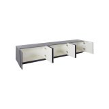 Mobile porta TV Lucas, Credenza bassa da soggiorno, Base porta TV, 100% Made in Italy, cm 244x44h46, Ardesia