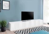 Mobile porta TV Lucas, Credenza bassa da soggiorno, Base porta TV, 100% Made in Italy, cm 244x44h46, Bianco lucido