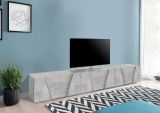 Mobile porta TV Lucas, Credenza bassa da soggiorno, Base porta TV, 100% Made in Italy, cm 244x44h46, Cemento scuro