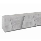 Mobile porta TV Lucas, Credenza bassa da soggiorno, Base porta TV, 100% Made in Italy, cm 244x44h46, Cemento scuro