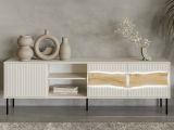 Mobile porta TV Luvinate, 190x40 h62 cm, Beige e Rovere Nodi