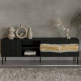 Mobile porta TV Luvinate, 190x40 h62 cm, Nero e Rovere Nodi