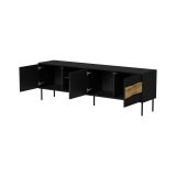 Mobile porta TV Luvinate, 190x40 h62 cm, Nero e Rovere Nodi